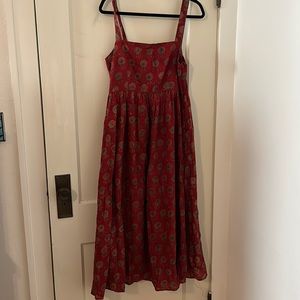 Christy Dawn lightweight cotton dark red floral Gwen dress L